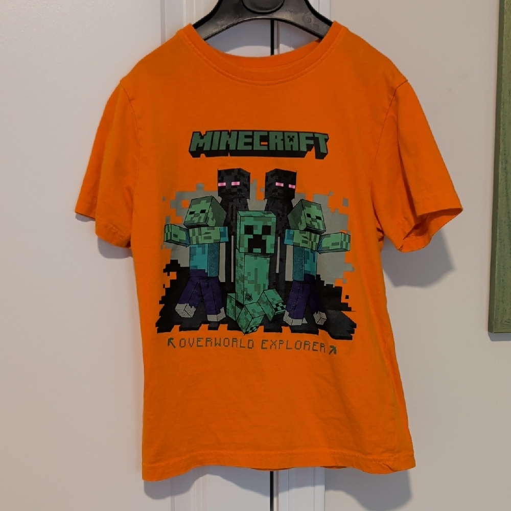 Minecraft By Primark Boys Orange T-Shirt Size 7-8 Years